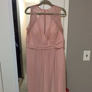 Pale Pink Bari Jay long bridesmaids dress