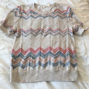Anthroplogiw Short Sleeve Chevron Stripe Top
