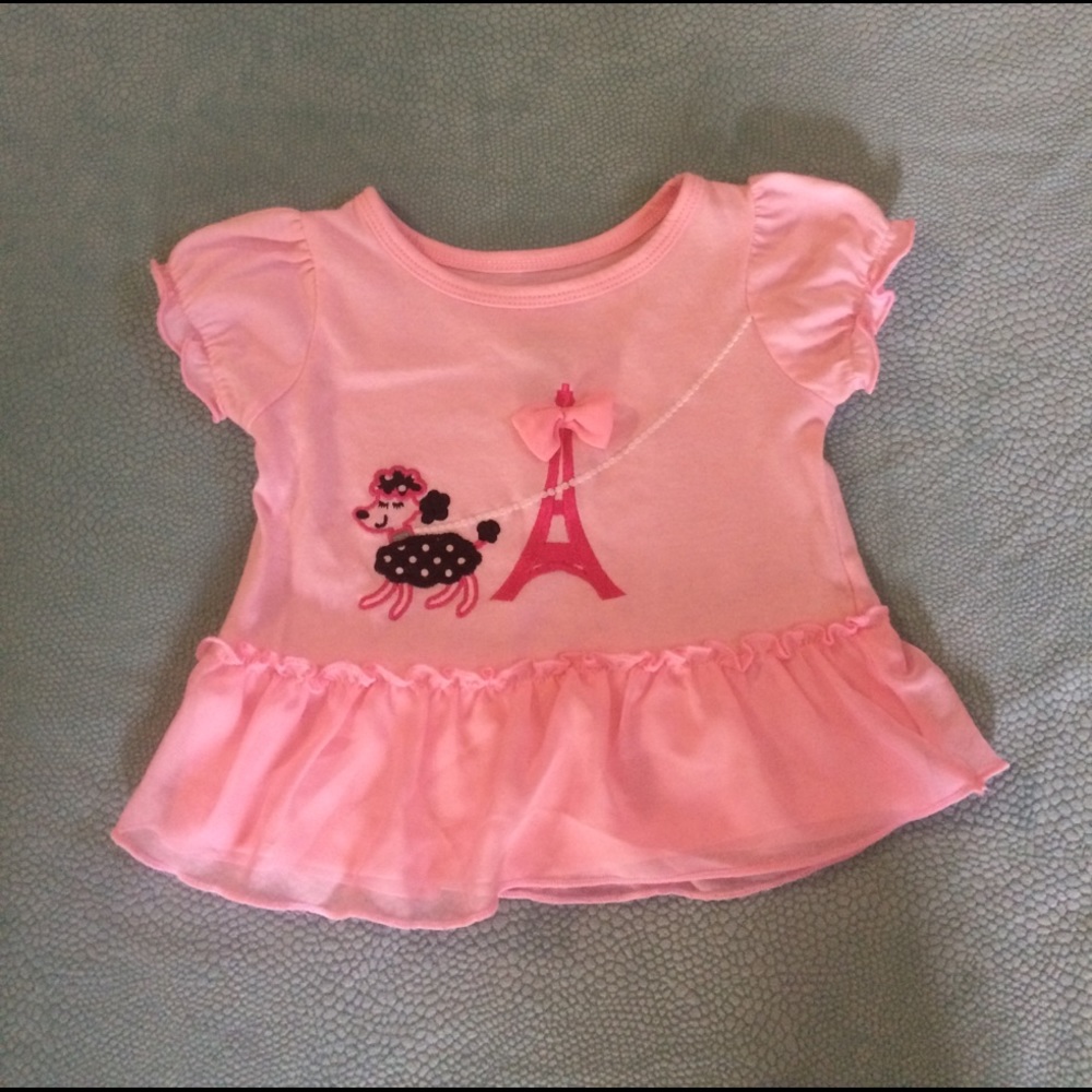Pink top with poodle