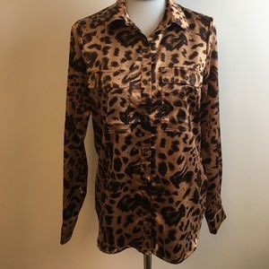 Leopard button down top