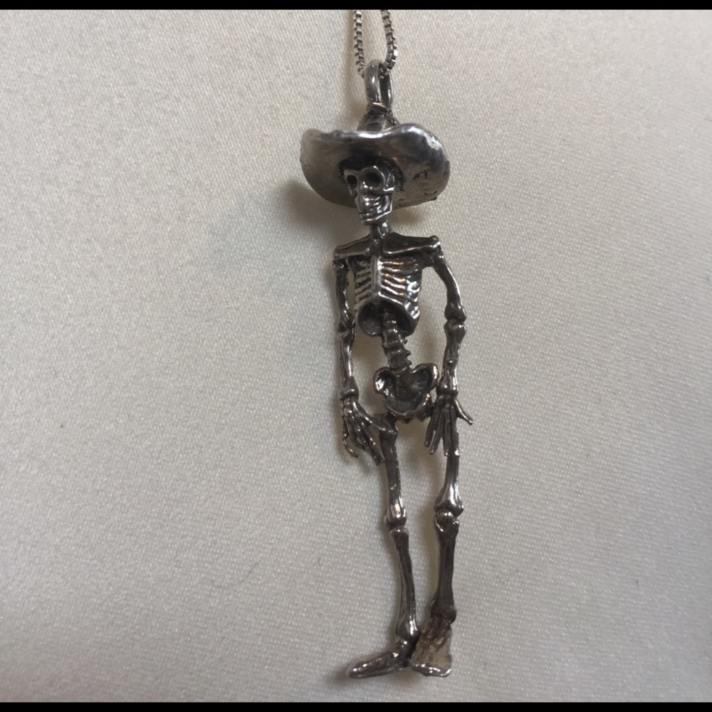 925 Skeleton Cowboy charm and chain NWOT