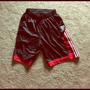 Black and red adidas shorts