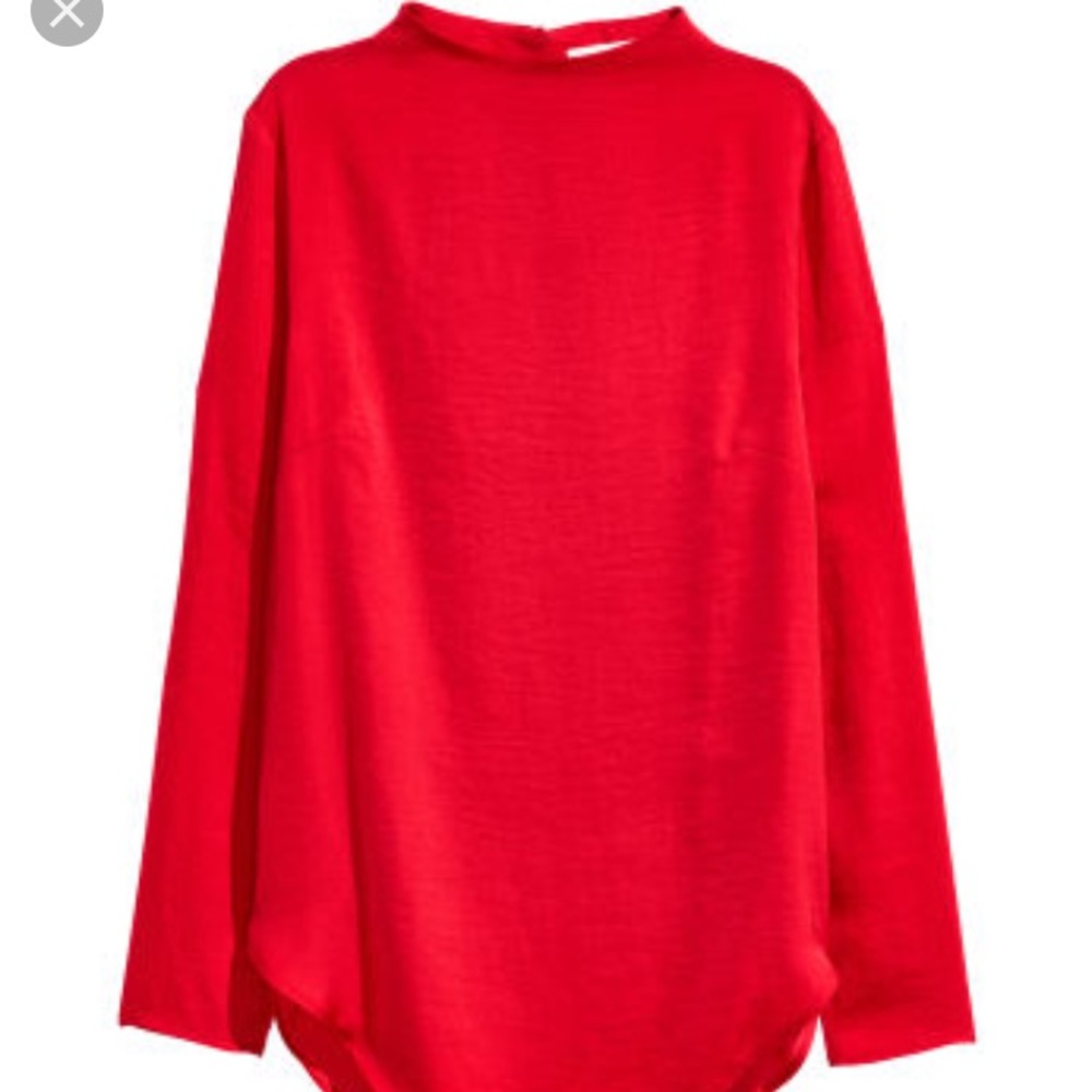 Red high neck blouse