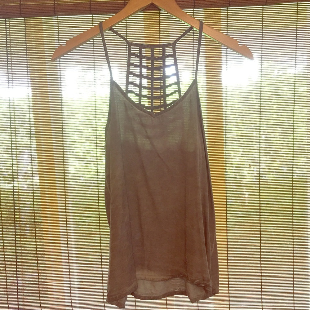 RVCA Cage back tank- gray space dye