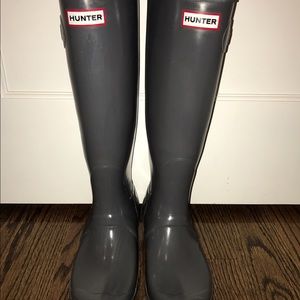 Hunter Tall Rainboots (Grey, size 10F)