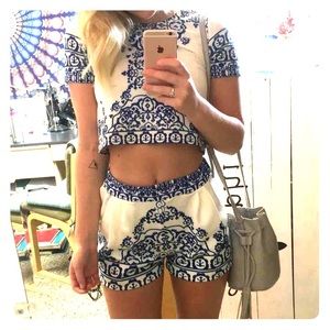 Blue and white two piece set