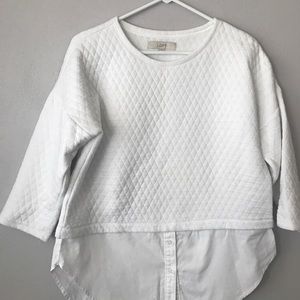 LOFT quilted white two in one top