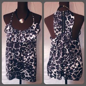 Animal print zip back top