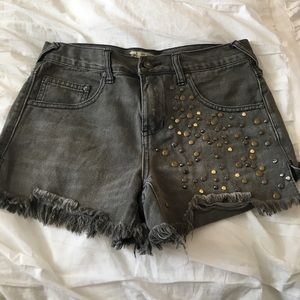 Free People Black Studded Shorts Size 25