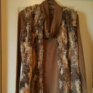 Faux Fur vest and turtle neck tunic