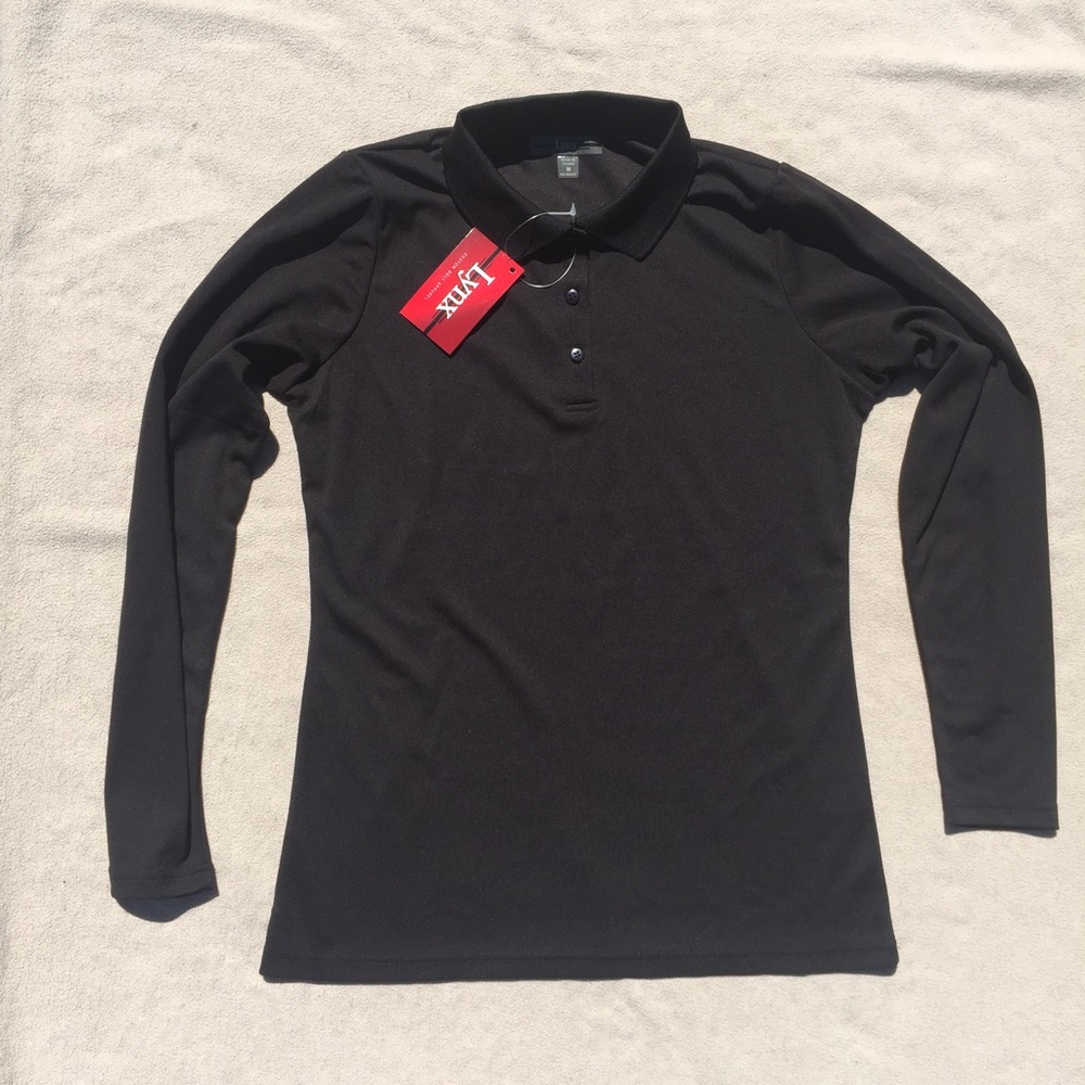 Lynx Black Long Sleeve Golf Polo
