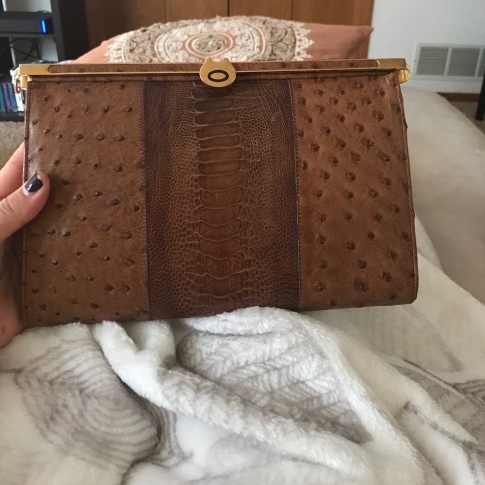 Fiorenza Ostrich Clutch. Genuine Ostrich.