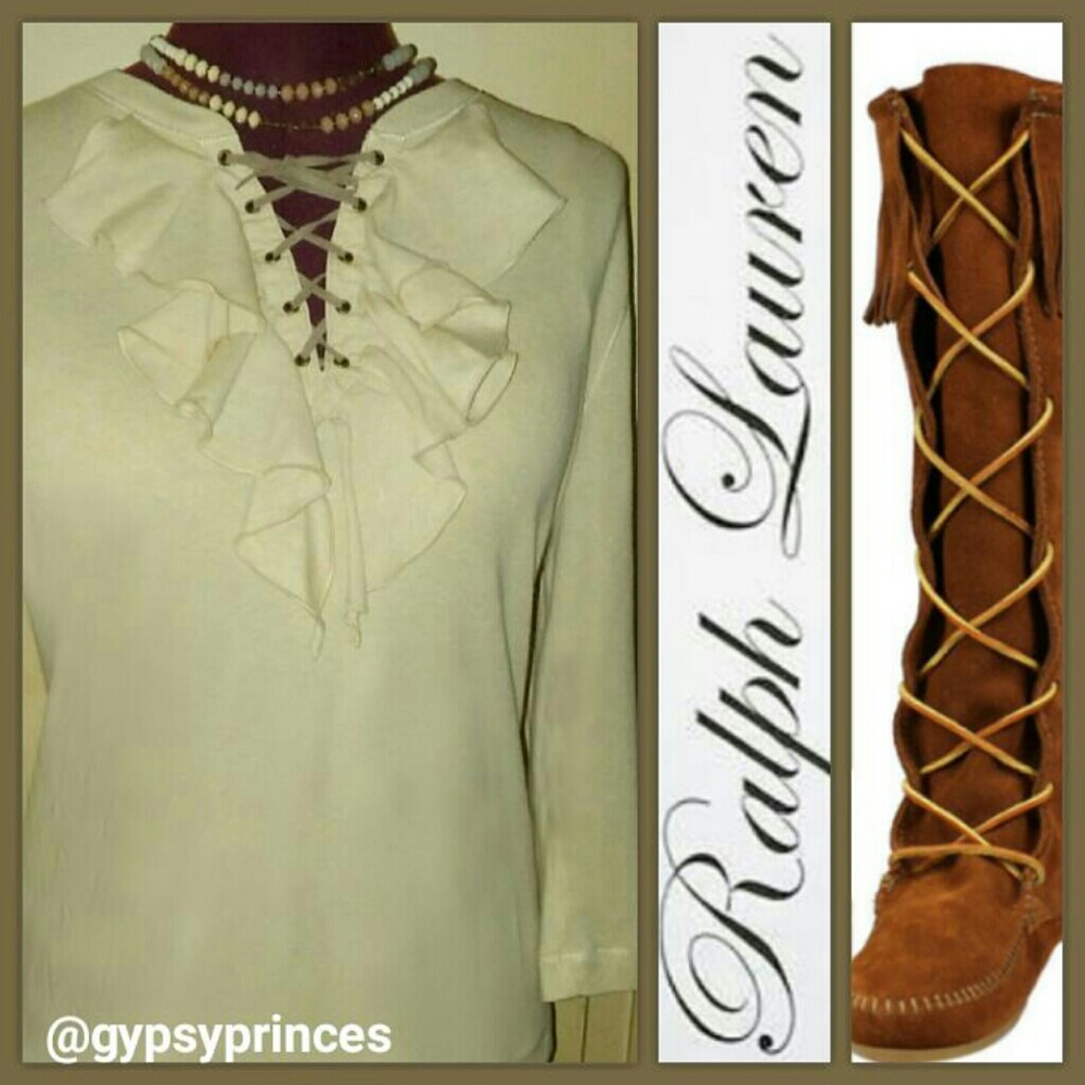 Ralph Lauren Lace-Up n' Ruffle Top