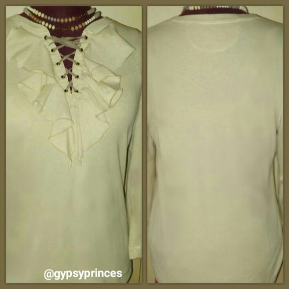Ralph Lauren Lace-Up n' Ruffle Top - Picture 2 of 2