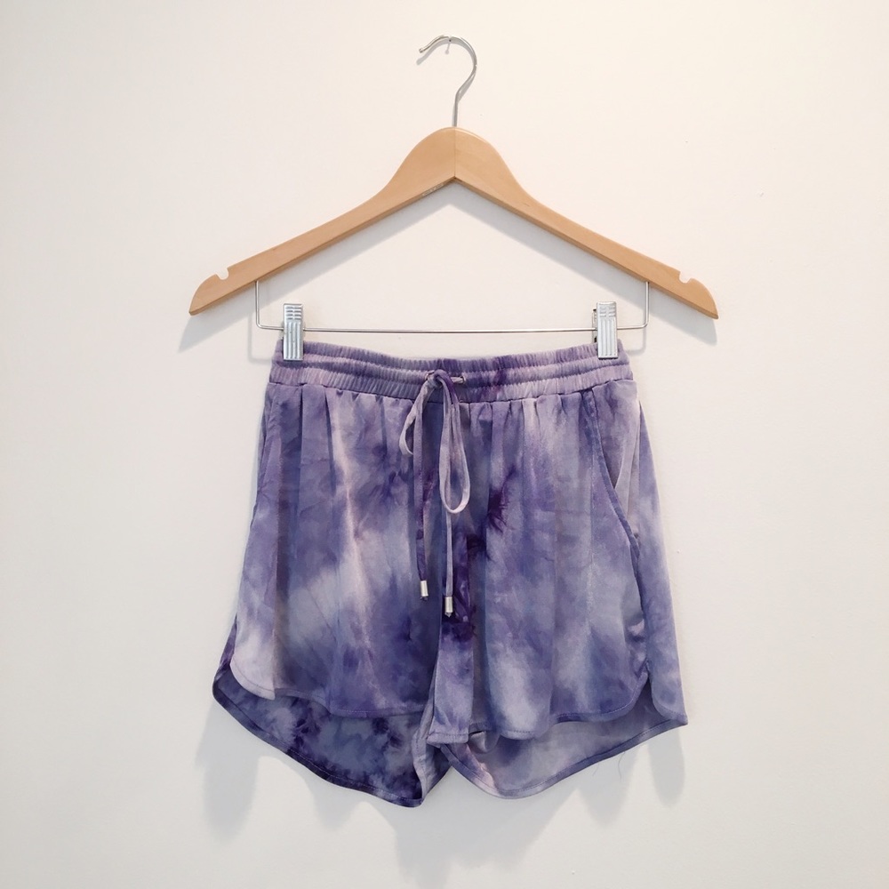 Tie dye drawstring shorts