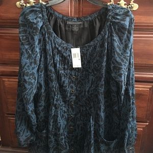 Slate blue and black blouse. NWT
