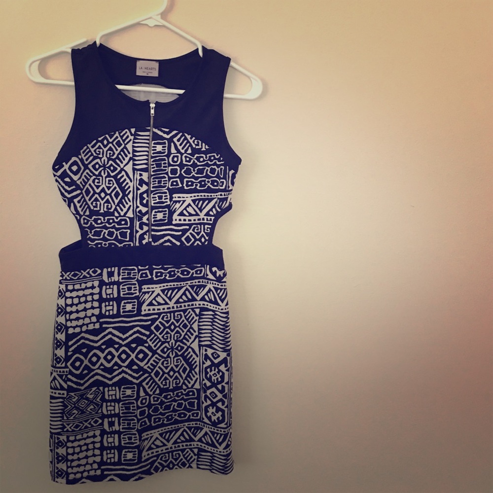 Mini geometric dress with adjustable zip front