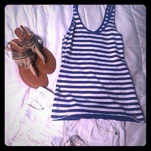 Blue and white striped Hollister tank top