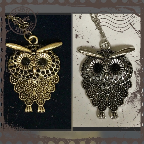 Jewelry - Boho Owl Pendant Necklace Antique Silver
