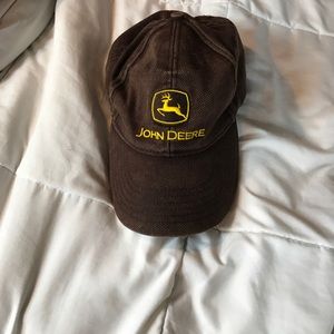 brown John Deere baseball cap