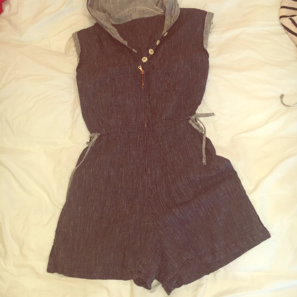 Hooded zip up romper