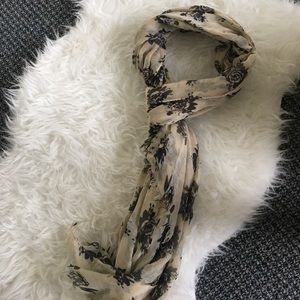 Cream and black floral scarf