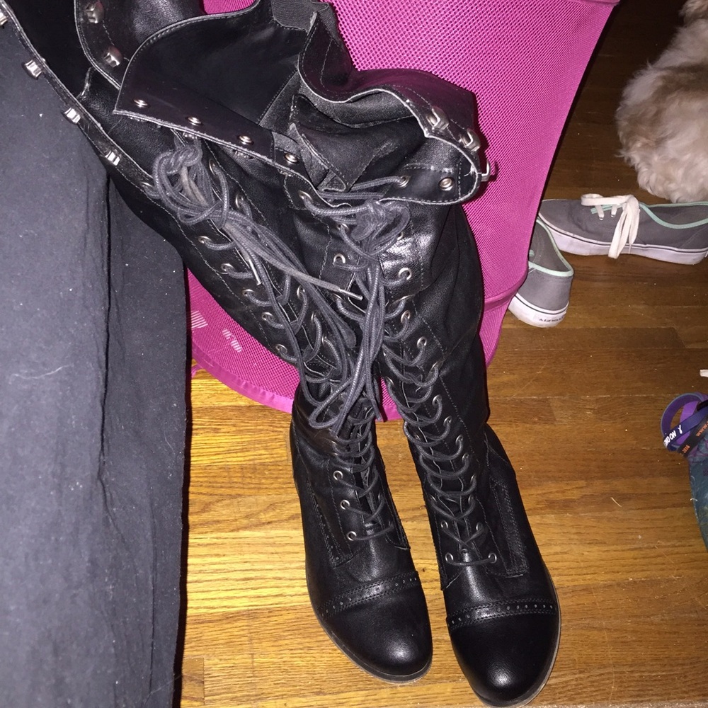 Thigh high black boots