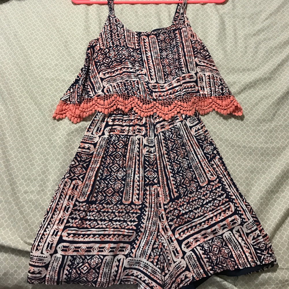 Pink and blue romper