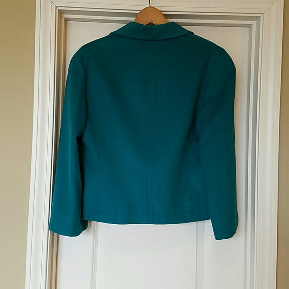 Jaeger Designer Vintage Teal Wool Blazer - Picture 4 of 6
