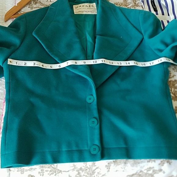 Jaeger Designer Vintage Teal Wool Blazer - Picture 5 of 6