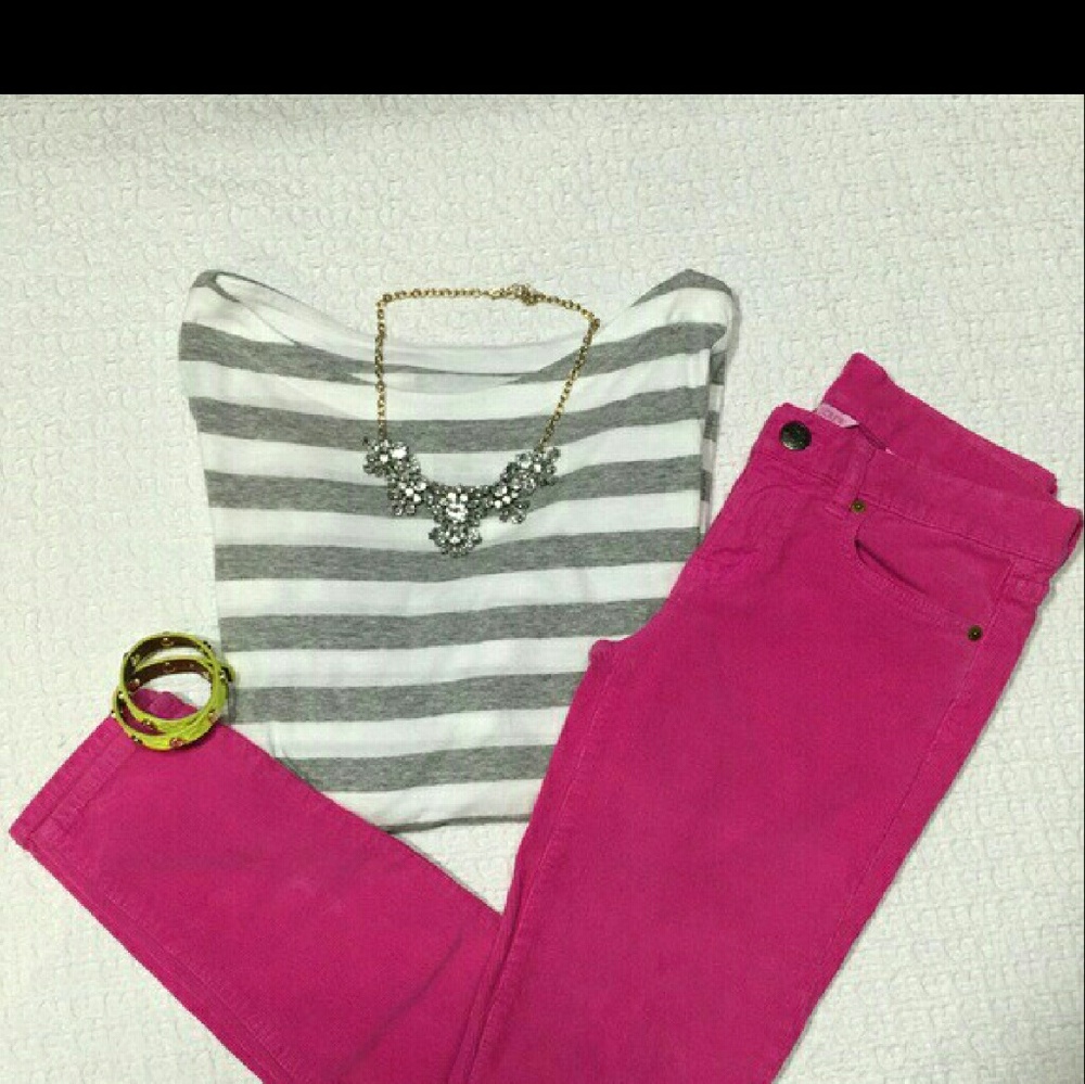J Crew toothpick corduroys in hot pink