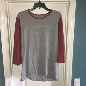 Grey and red baseball tee
