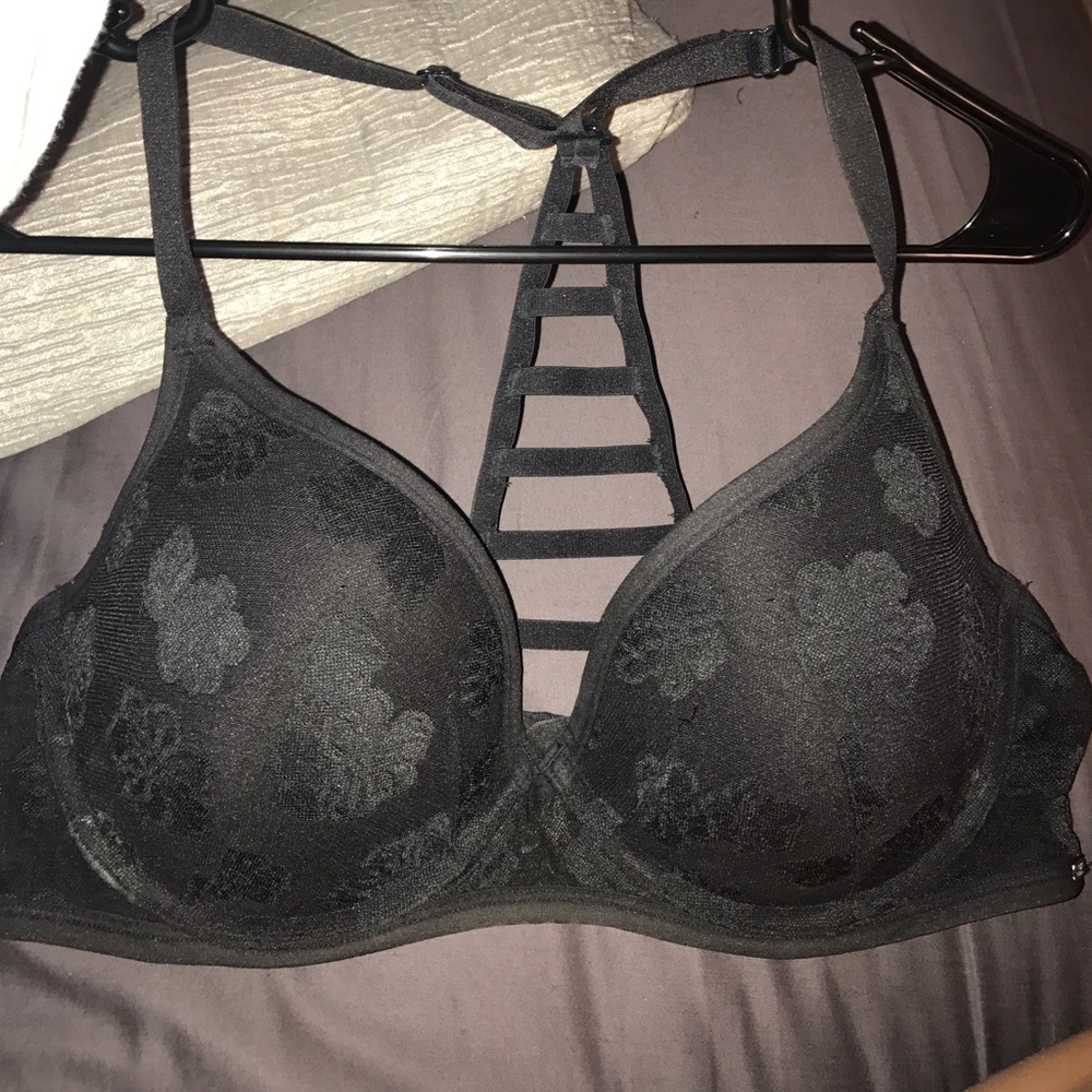 super cute racerback bra black lace size 36D PINK