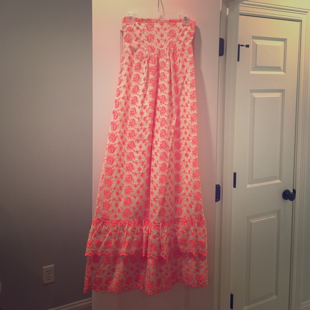 Long bright floral print dress