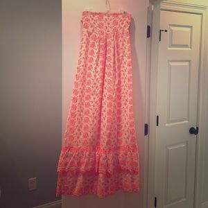 Long bright floral print dress