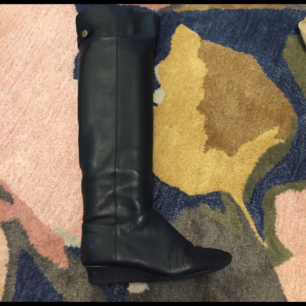 Soft Surroundings Black Leather Over Knee Boots