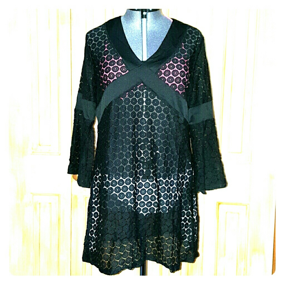 Bell Sleeve Lace Cover Up
