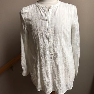 LOFT button Tunic Top White Stripe Large