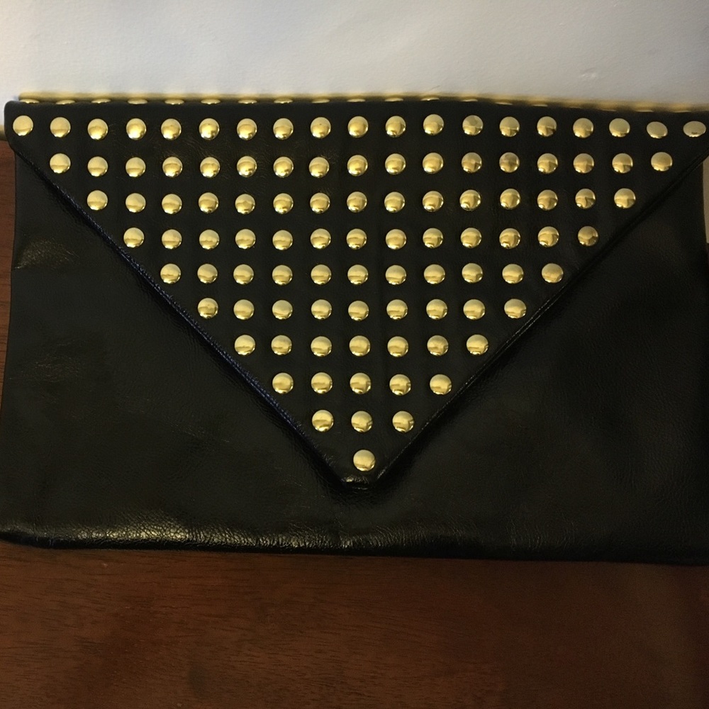 Steve Madden black/gold leather clutch!