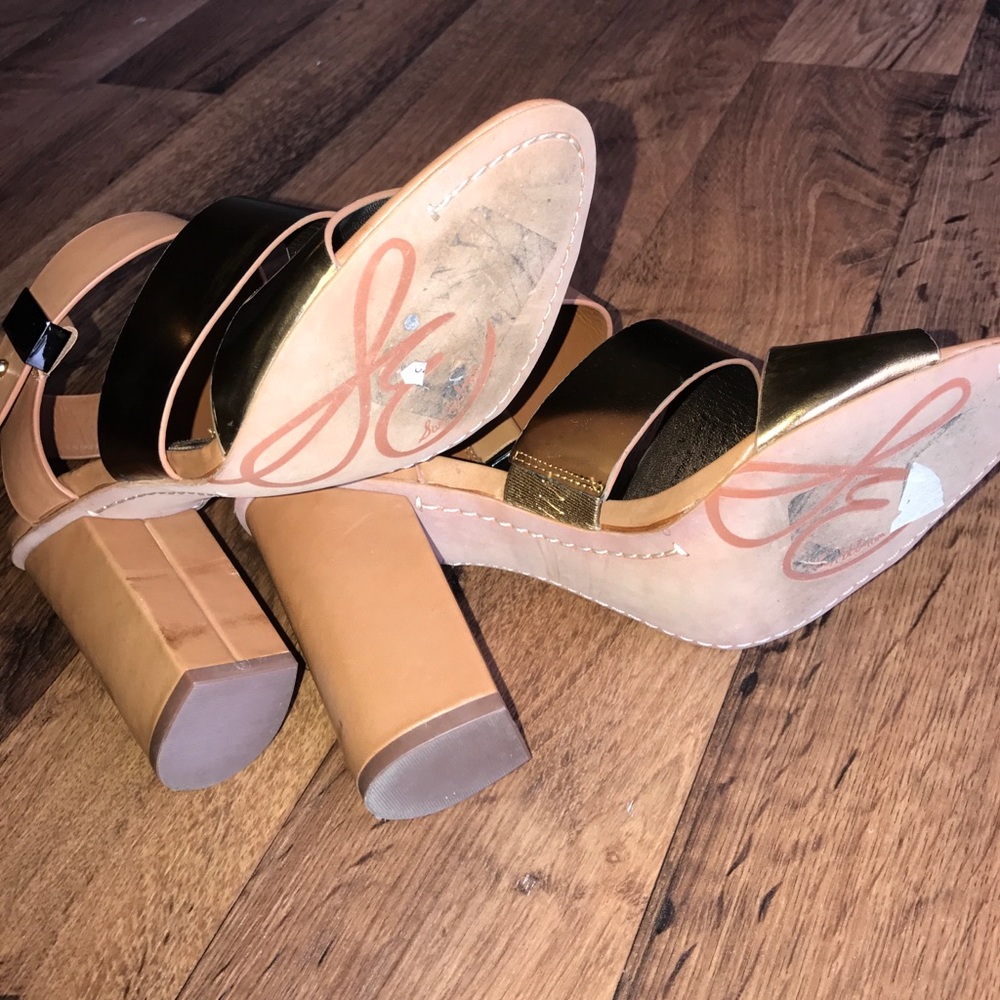 9.5 Sam Edelman Yelena Strappy Heel Sandals Gold - Picture 7 of 7