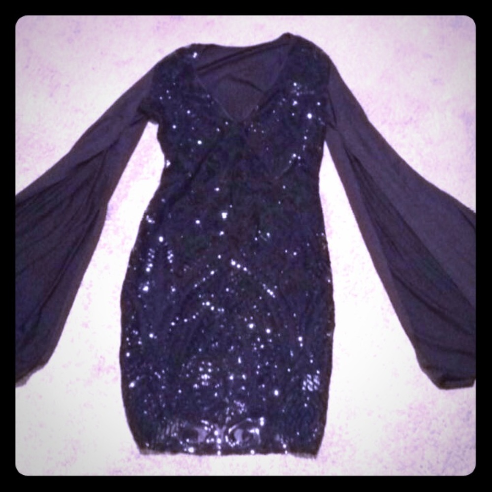 Black sequence party dress