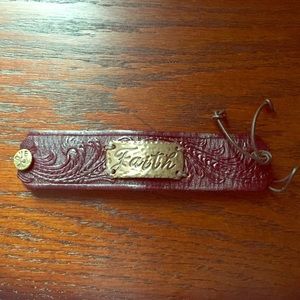 Leather "Faith" cuff bracelet