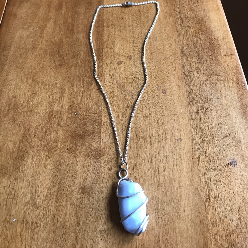 Handmade silver wrapped stone