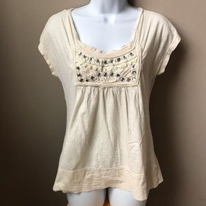 Banana Republic Jeweled Top Cream