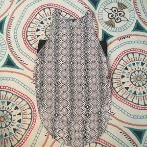 Black/ white printed high low tunic