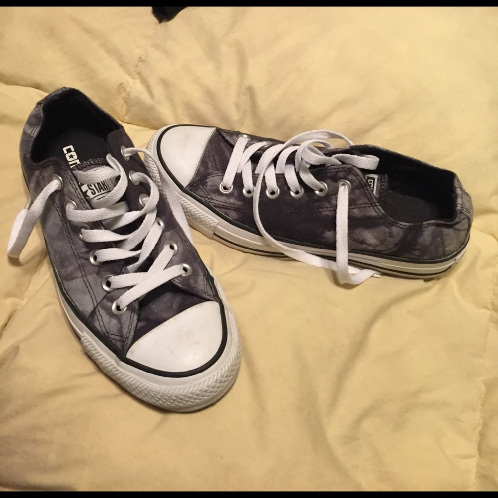 Grey and Black tie dye converse