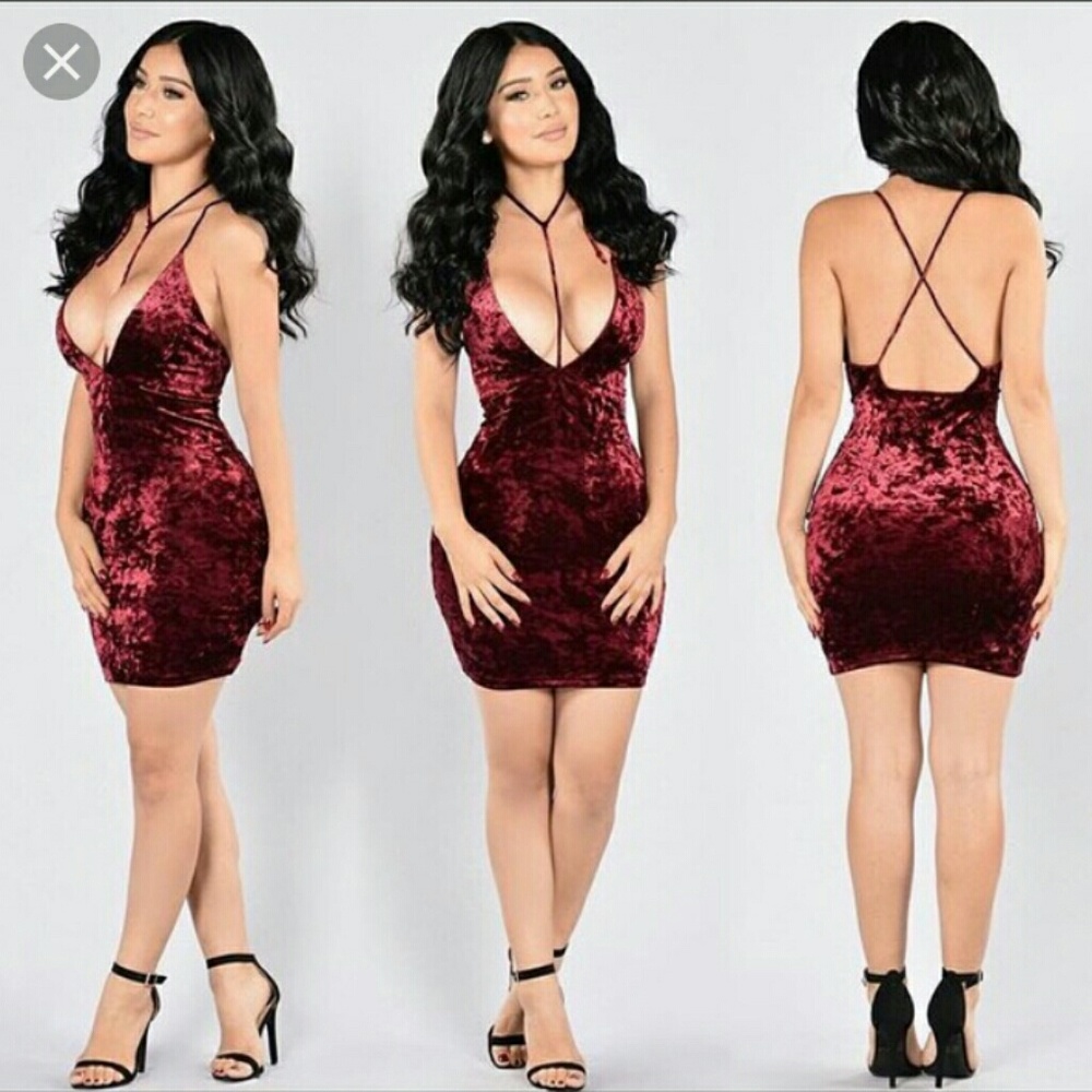 Fashion Nova " Laters Baby " Dress in Wine