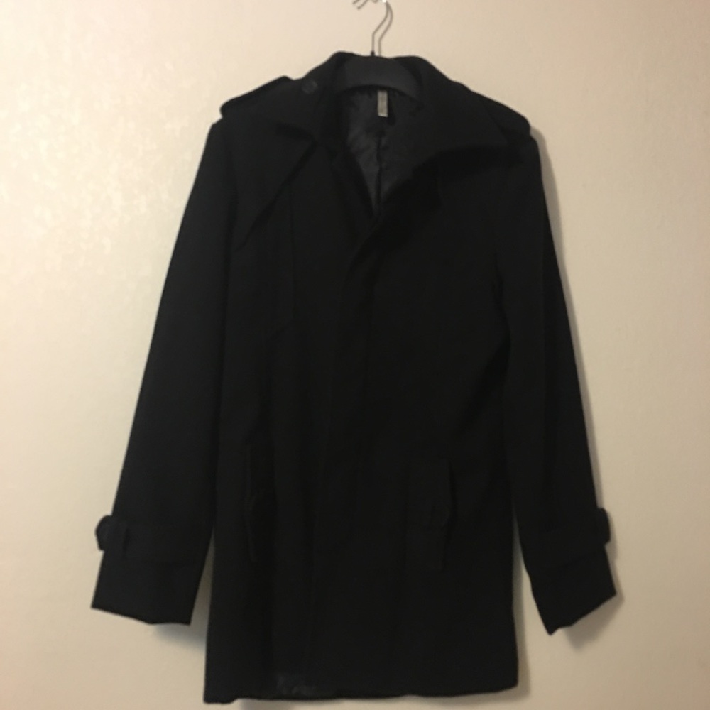 Men black pea coat
