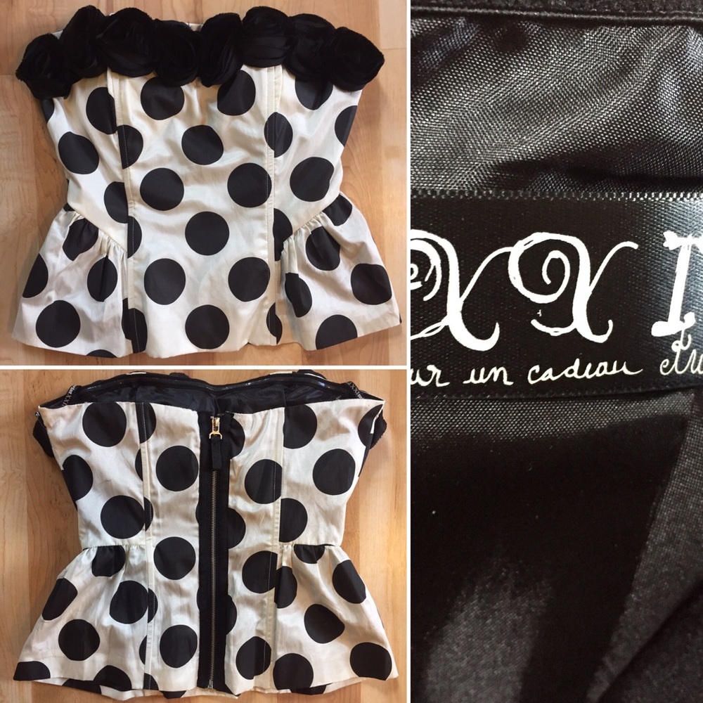 XXi Black and White Polkadot Top Size SP