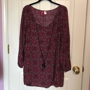 Divided Paisley Long Sleeve Tunic